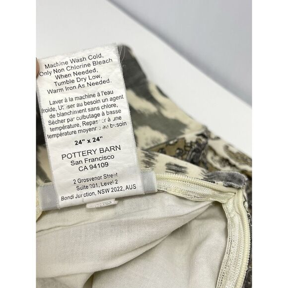 Pottery Barn Throw Pillow Sham Cover Gray Linen Blend Paisley Ikat 24"X24" - Picture 6 of 7